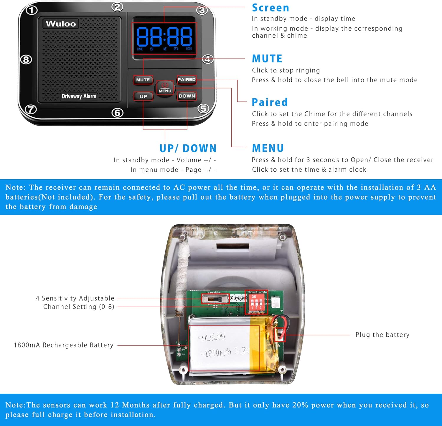 Wireless Outdoor Driveway Alarm Motion Sensor Detector System M217487