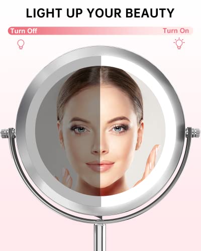 Magnifying Lighted Makeup Mirror Double Sided Swivel Standing 7 Inch L7859