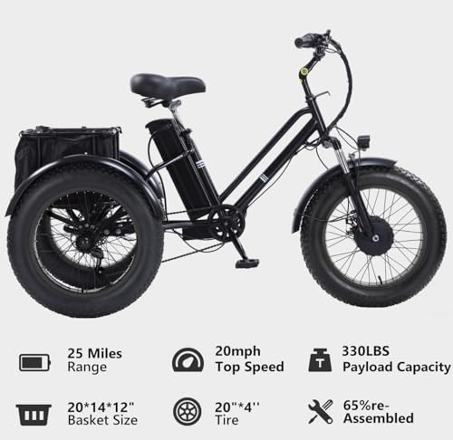 Adult Electric Tricycle 3 Wheel Bike Q8526
