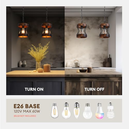 Wood Small Pendant Light for Dining Room and Kitchen Island E90822