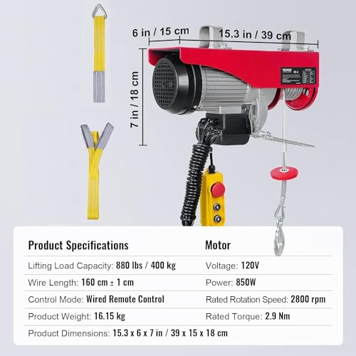 Electric Hoist 110V with Remote Control for Warehouse and Factory Lifting Q1997