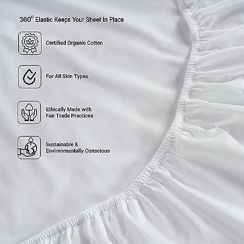 Queen Sheets 8 Piece Set, Soft Breathable Percale Cotton Bedding with Pillowcases D8297