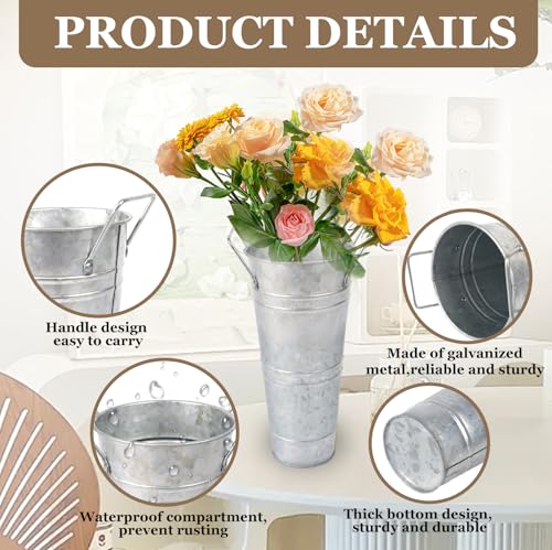 Metal Vases for Flowers with Handles, Silver, Set of 8 A191
