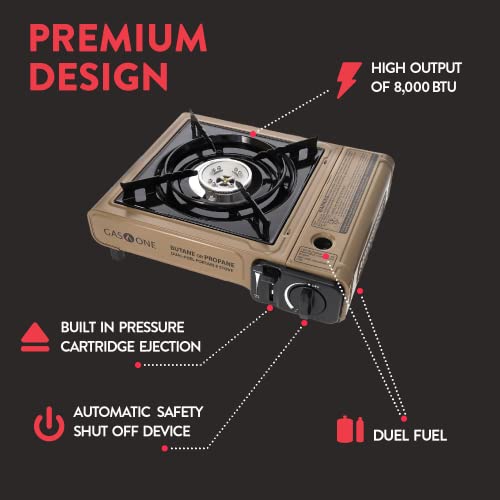 Propane or Butane Dual Fuel Portable Camping Stove with Carrying Case N959655