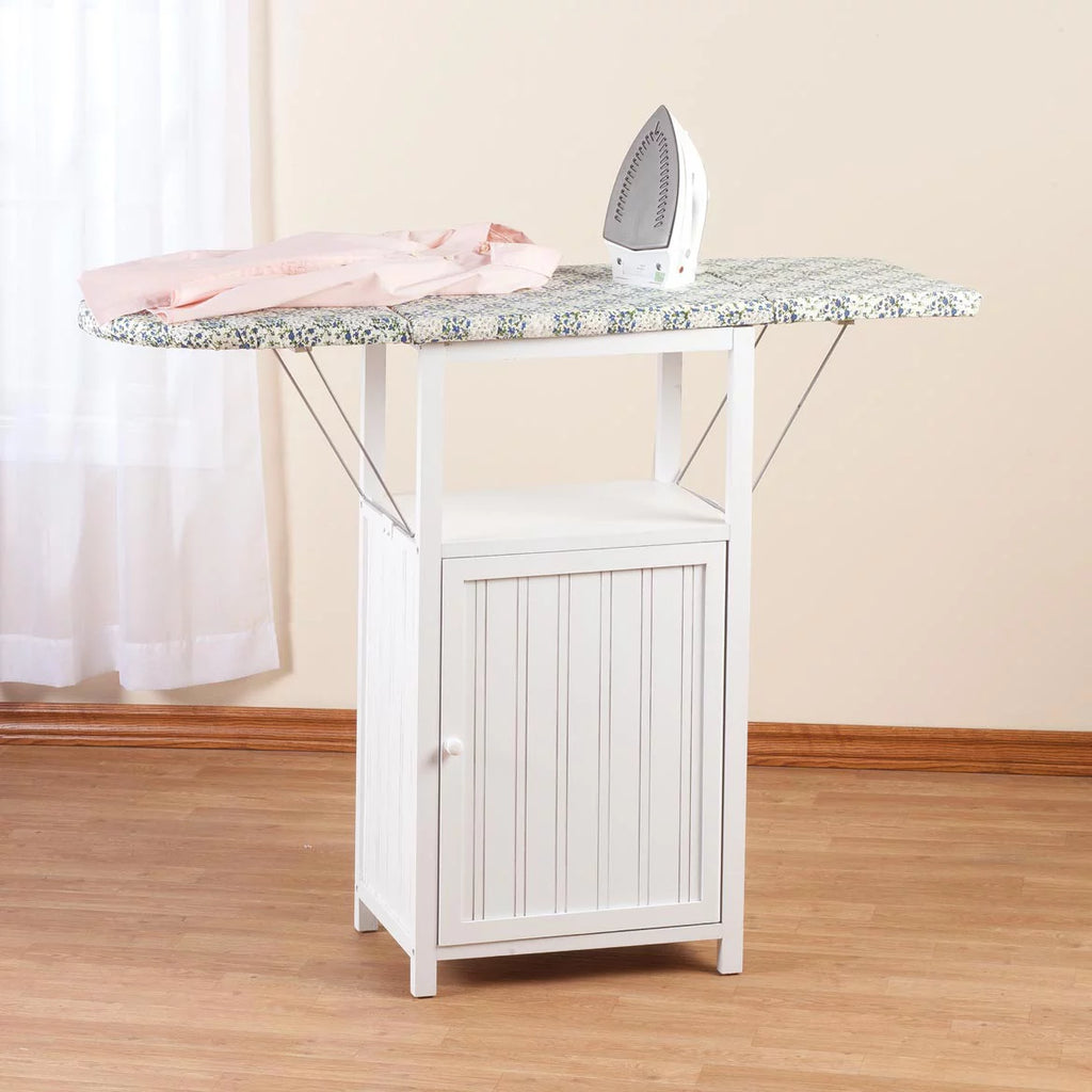 Deluxe Ironing Board with Storage Cabinet, White M206
