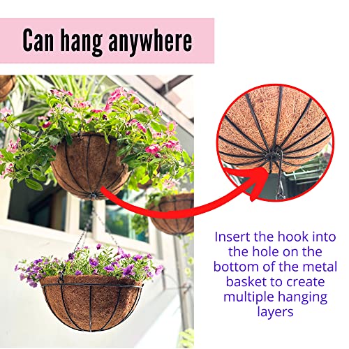 Hanging Baskets for Plants - 3 Pack, 10 Inch, Outdoor Planter with Coco Liner E591
