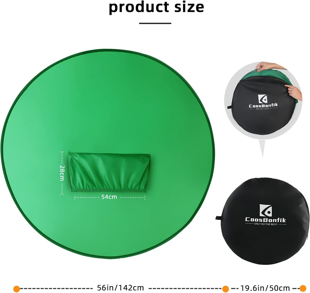 Portable Green Screen Backdrop 56'', Collapsible Webcam Background for Video Conferencing W683753