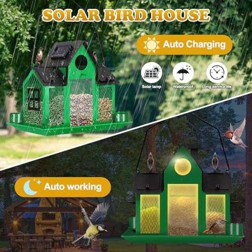 Blue Hanging Metal Bird Feeder for Outdoors D881