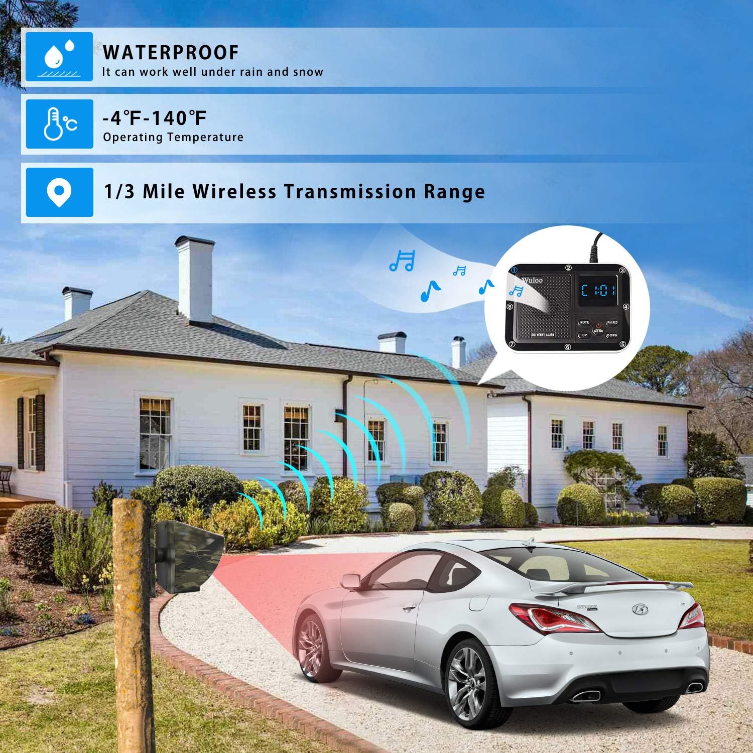Wireless Outdoor Driveway Alarm Motion Sensor Detector System M217487