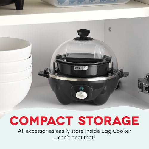 Rapid Egg Cooker for 6 Eggs, Hard Boiled, Poached, Scrambled, or Omelets, Auto Shut Off, Black G6815