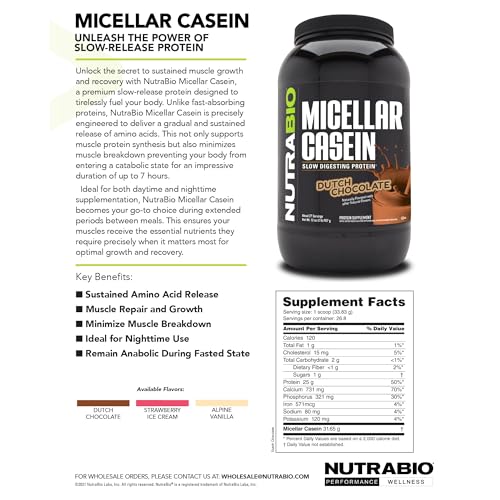 Micellar Casein Protein Powder, Alpine Vanilla, 2 lbs V297