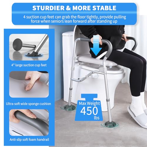 Raised Toilet Seat with Handles, Padded Elevated Safety Chair for Seniors U68828