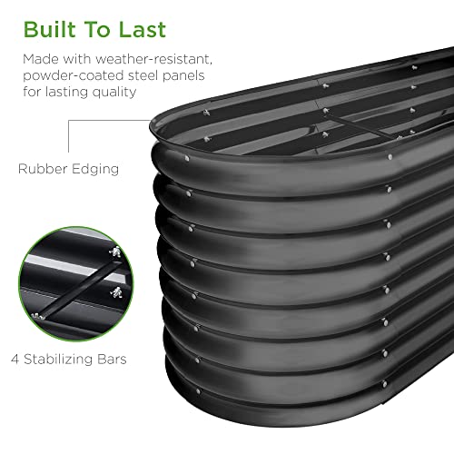 Outdoor Metal Raised Garden Bed, Oval Deep Root Planter Box E89320