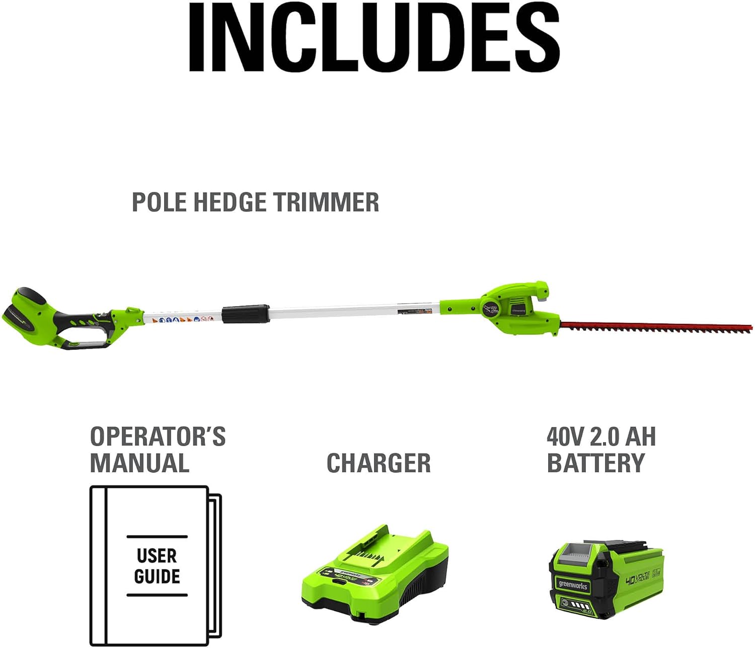 Cordless Pole Hedge Trimmer with Battery and Charger S69751
