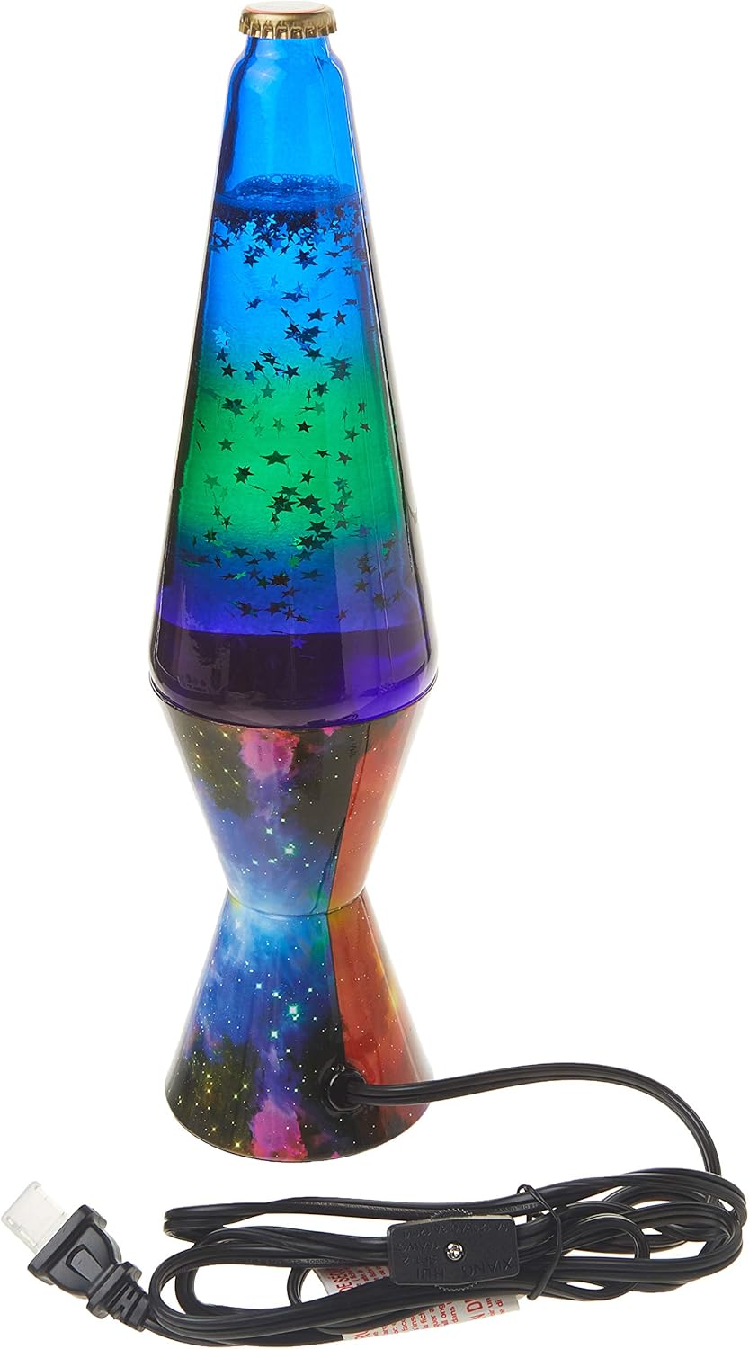 Lava Lamp 14.5-inch, Silver Glitter, Tri-Colored Globe W6821