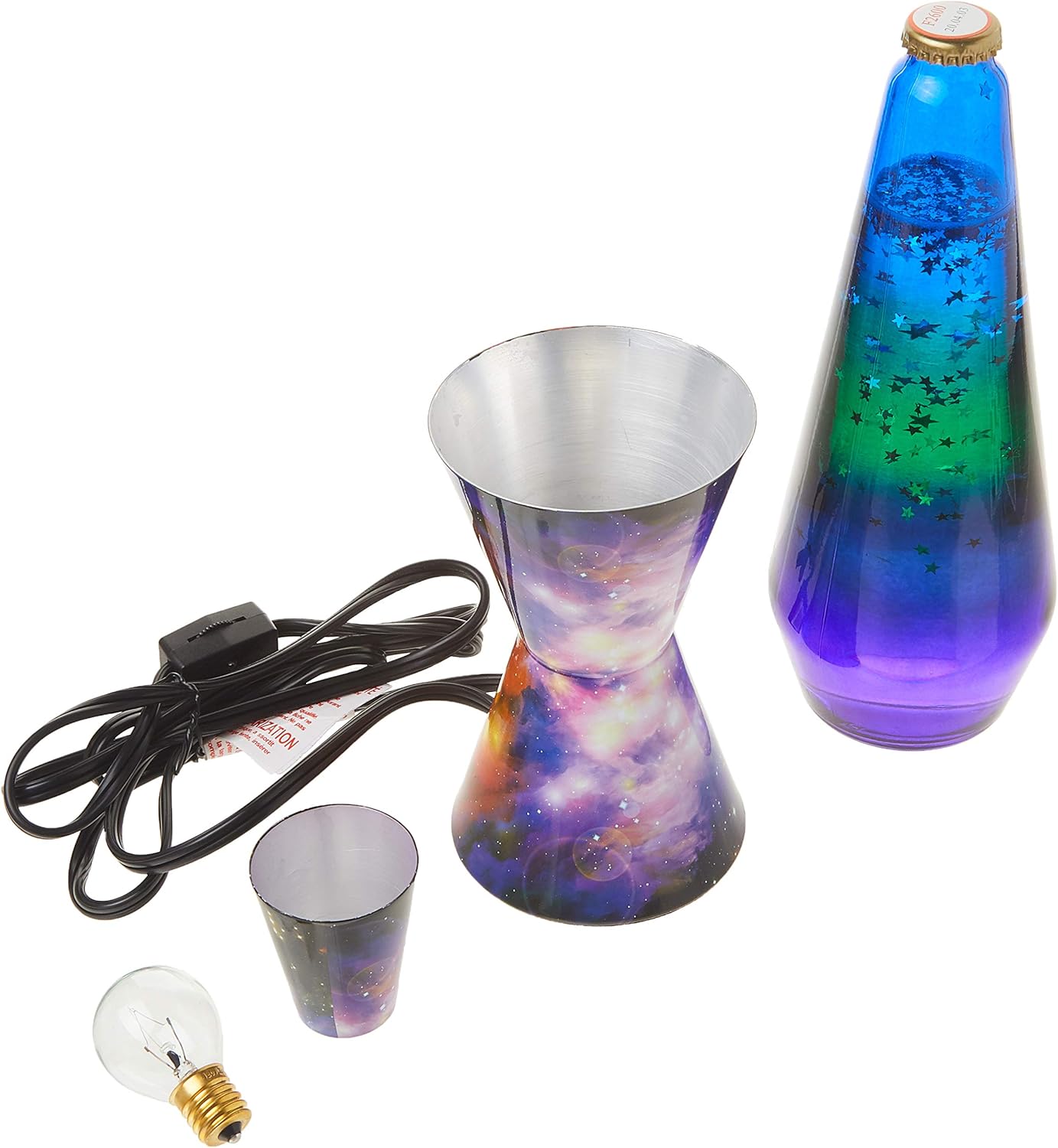 Lava Lamp 14.5-inch, Silver Glitter, Tri-Colored Globe W6821