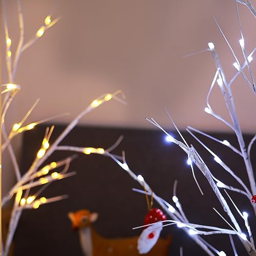 2-Pack 4FT Lighted Birch Tree with 96 LED Lights for Indoor Outdoor Christmas Decor G5586