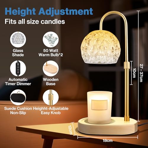 Candle Warmer Lamp, Adjustable Height Dimmable with Timer D47348