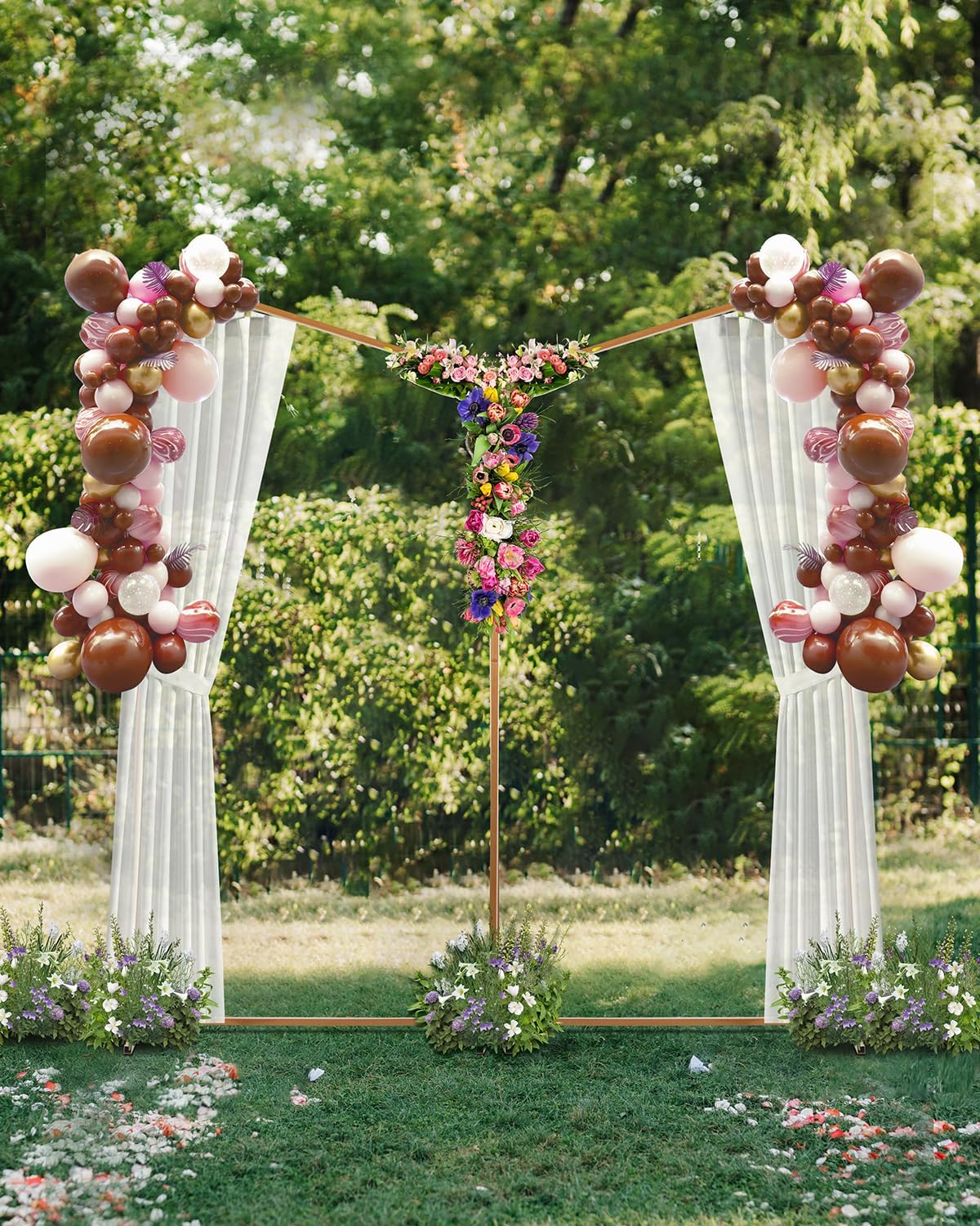 Metal Arch Backdrop Stand, Set of 2, 7 FT, Gold T8872