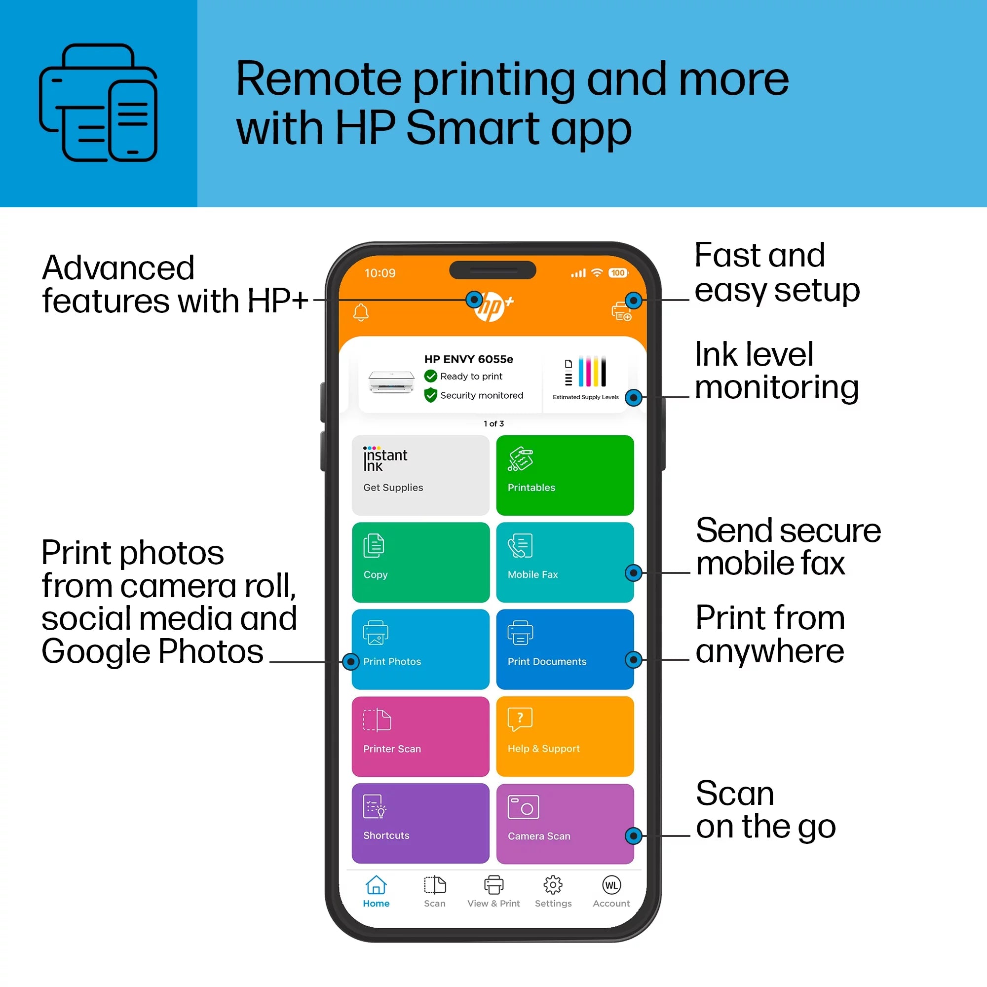 Wireless Color Inkjet Printer with Instant Ink Trial T877