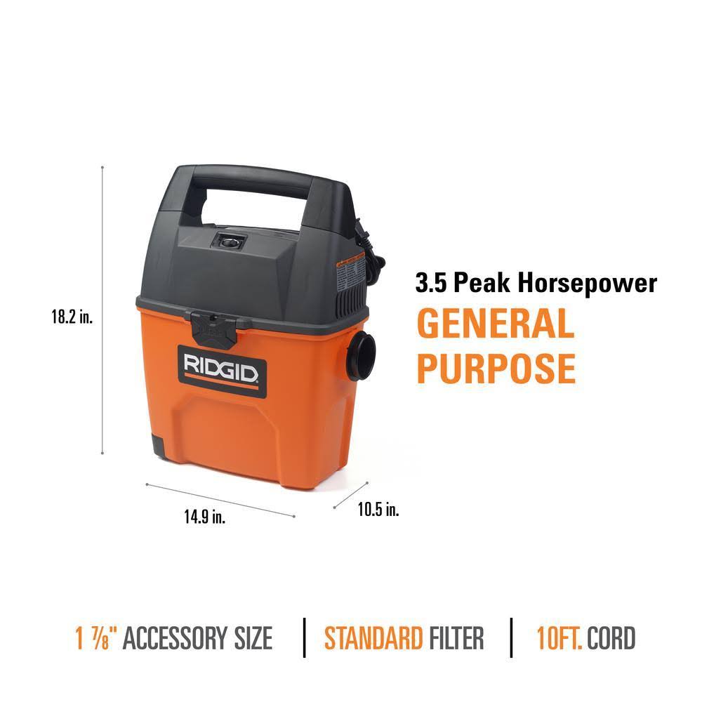3.5-Peak HP Portable Wet Dry Vac with LED Car Nozzle J3456