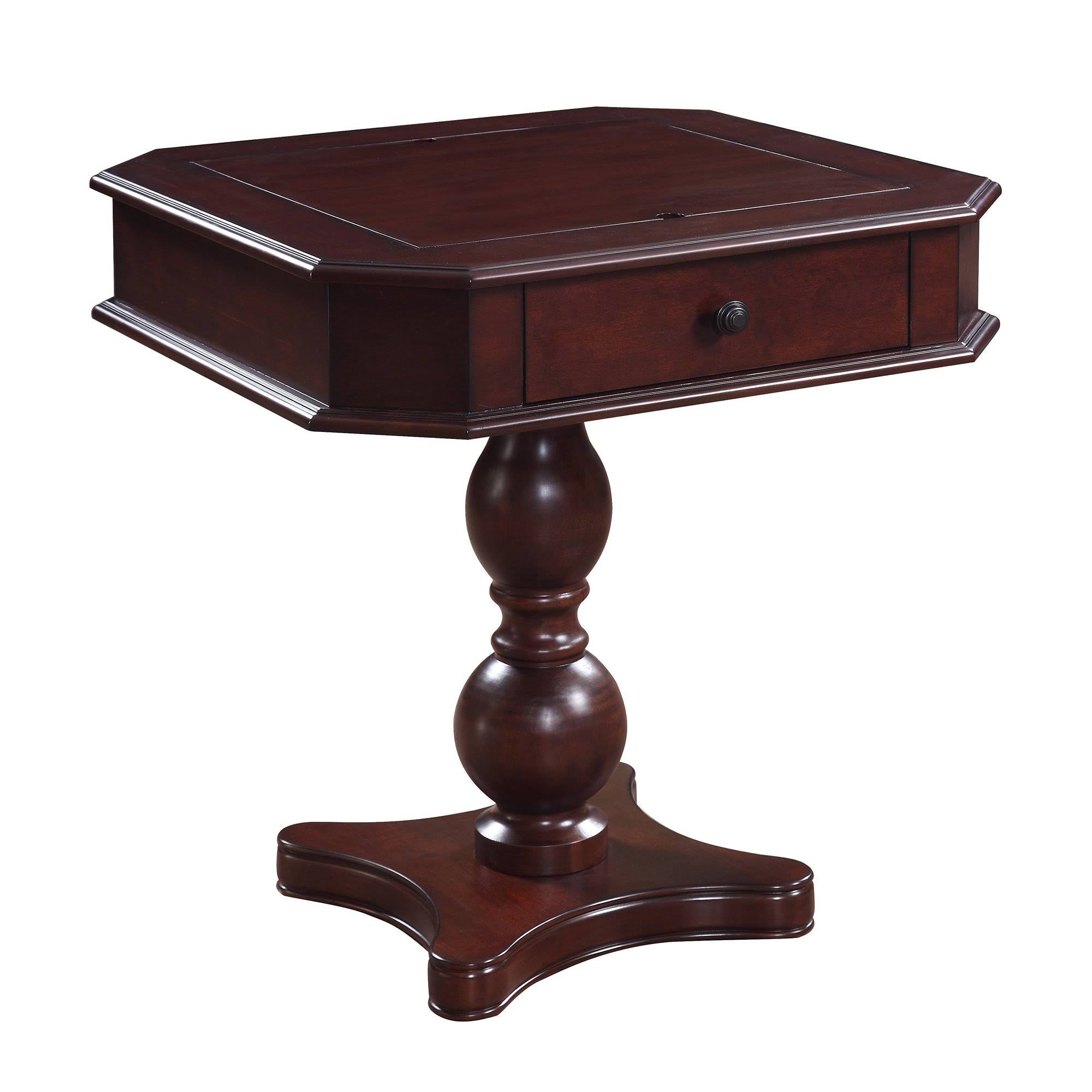 Chess Checkers and Backgammon Pedestal Game Table with Chairs, Mahogany T5614