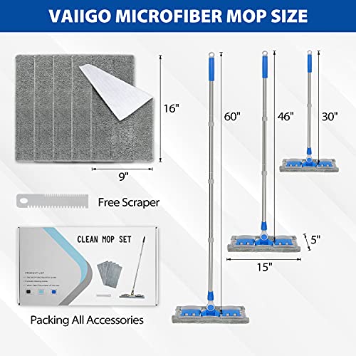 Microfiber Hardwood Floor Mop with 5 Reusable Washable Pads Y129918