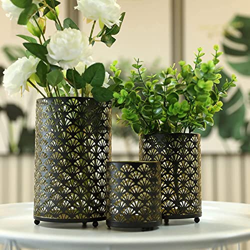 Set of 3 Metal Candle Holders Bronze Vintage Table Candlestick Holders N807