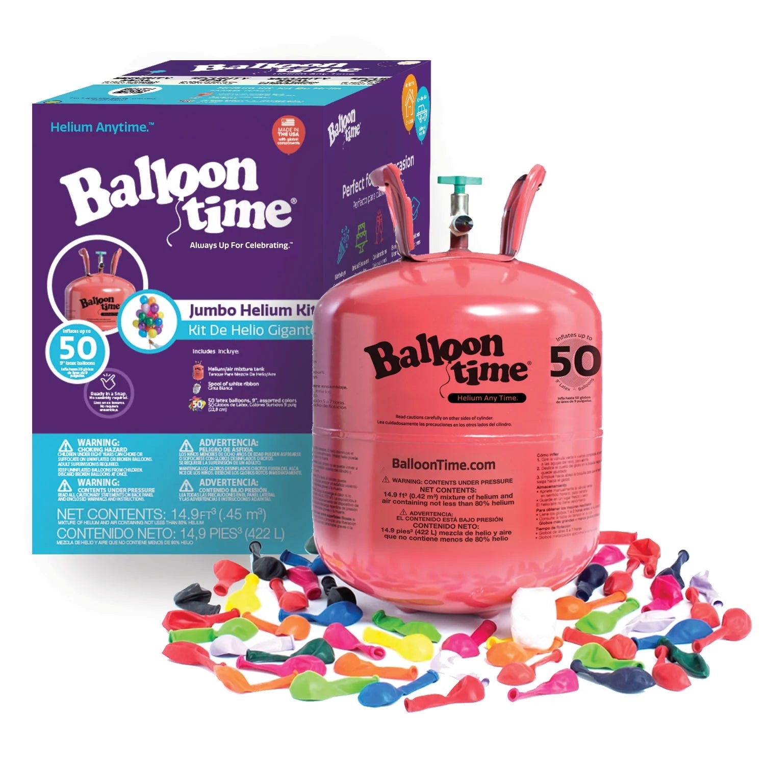 Jumbo Helium Tank Kit with Colorful Latex Balloons L10906