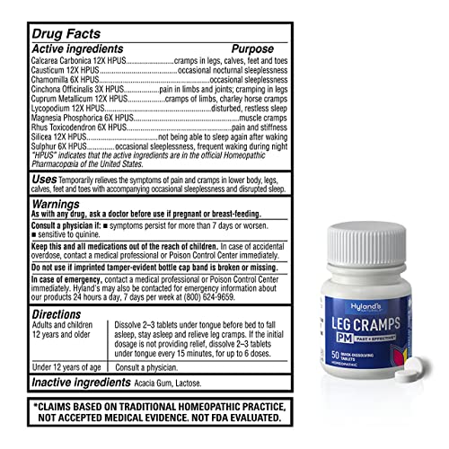 Leg Cramps PM Tablets, Nighttime Formula, Quick Dissolving, 50 Count A255214