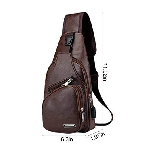 Waterproof Leather Crossbody Sling Bag with USB Charging Y172123