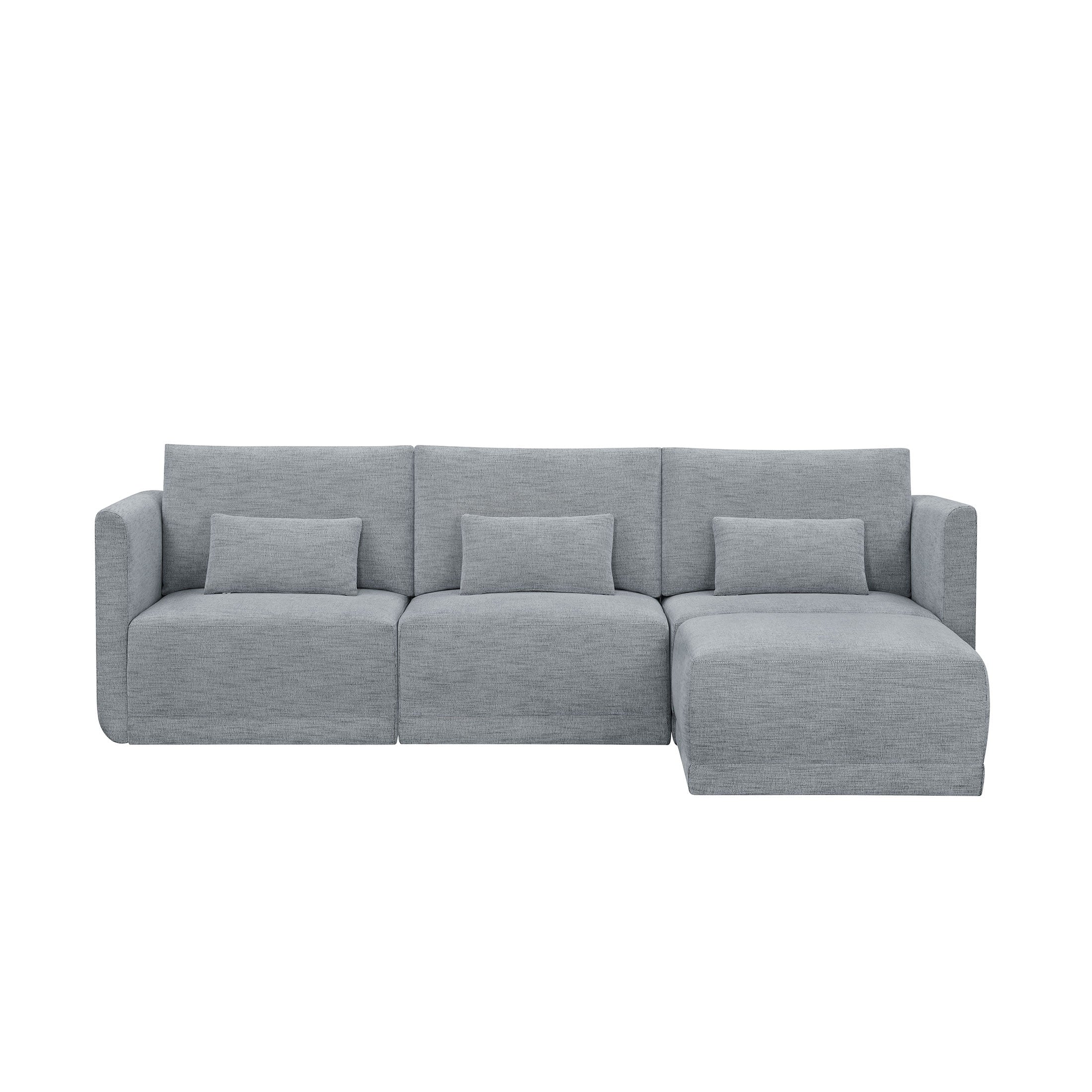 Modular Sectional Sofa with Ottoman, Gray Fabric C120