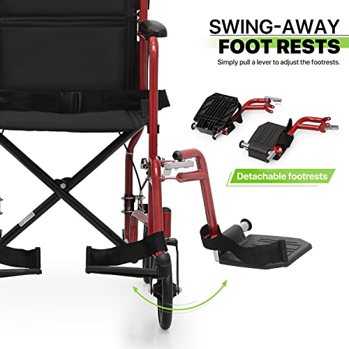 Wheelchair for Adults with Swing-Away Footrest, Foldable Lightweight, 16 Inch Seat F99219