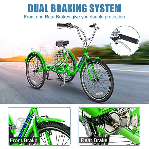Adult Tricycle 3 Wheel Bike 7 Speed with Shopping Basket Y220672
