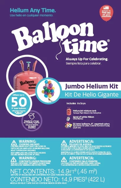 Jumbo Helium Tank Kit with Colorful Latex Balloons L10906