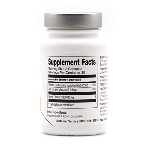 Natural Supplement, Plant-Based, Wheat Germ Extract with Zinc, 60 Capsules L28081