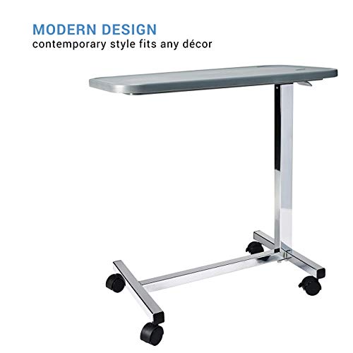 Overbed Table with Wheels, Adjustable Height, Dark Grey J132519