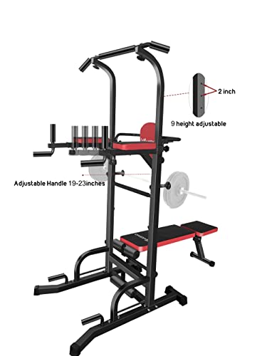 Power Tower with Bench Pull Up Bar Dip Station for Home Gym G8155