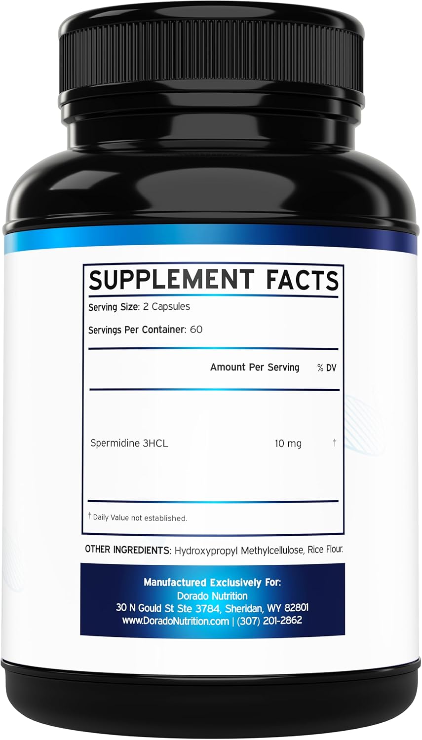 Spermidine Supplement 10mg, 120 Capsules, Gluten Free & Non-GMO R8332