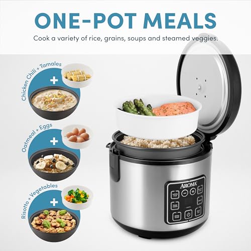 Digital Rice Cooker, 4-Cup Uncooked, Steamer, Multicooker, 2 Qt, Stainless Steel R872251