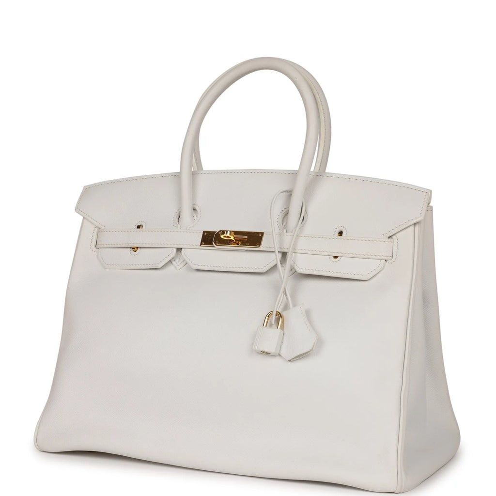 Pre-owned Birkin 35 White Epsom Gold Hardware J201