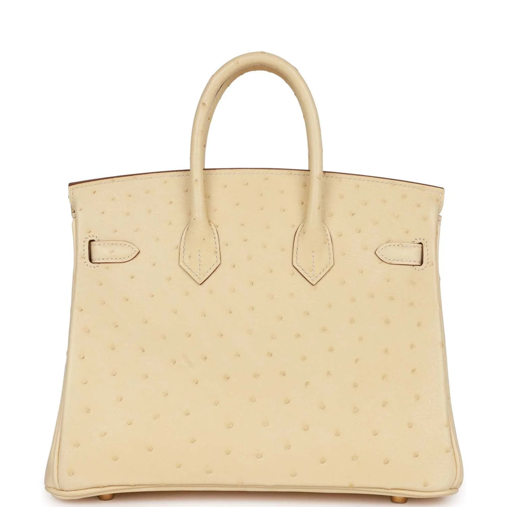 Ostrich Leather Handbag with Gold Hardware W129433