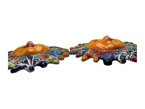 Sun Face Folk Art Multicolor Mexican Pottery Home Decor Hand Painted Diameter 12" O313