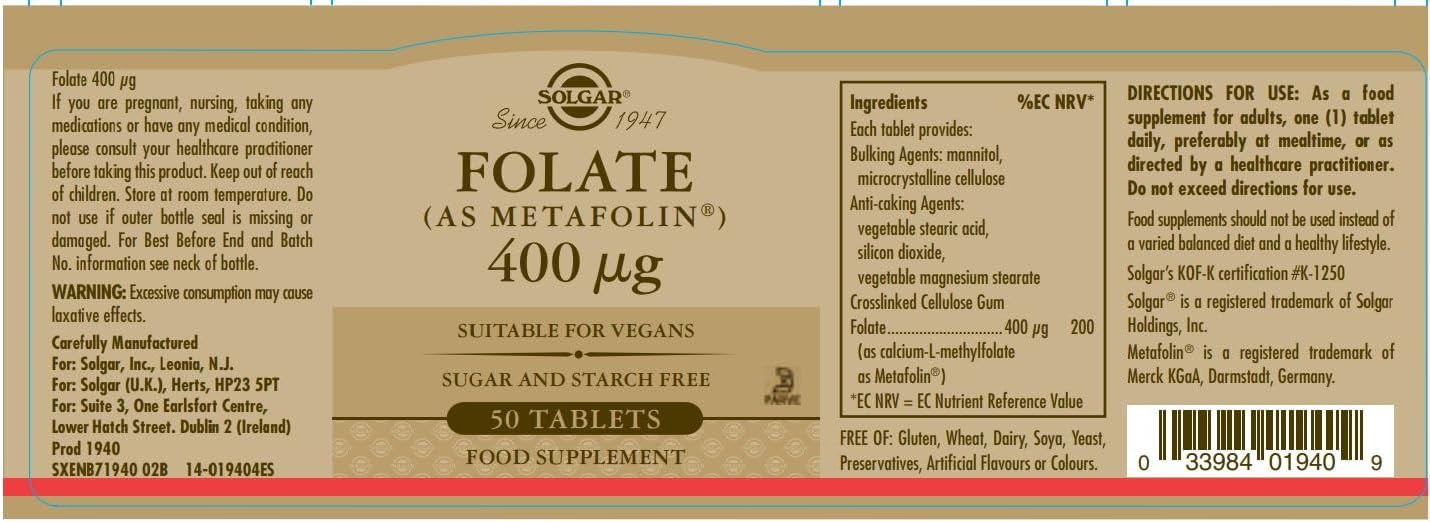 Folate 666 MCG DFE Tablets, 50 Count M278