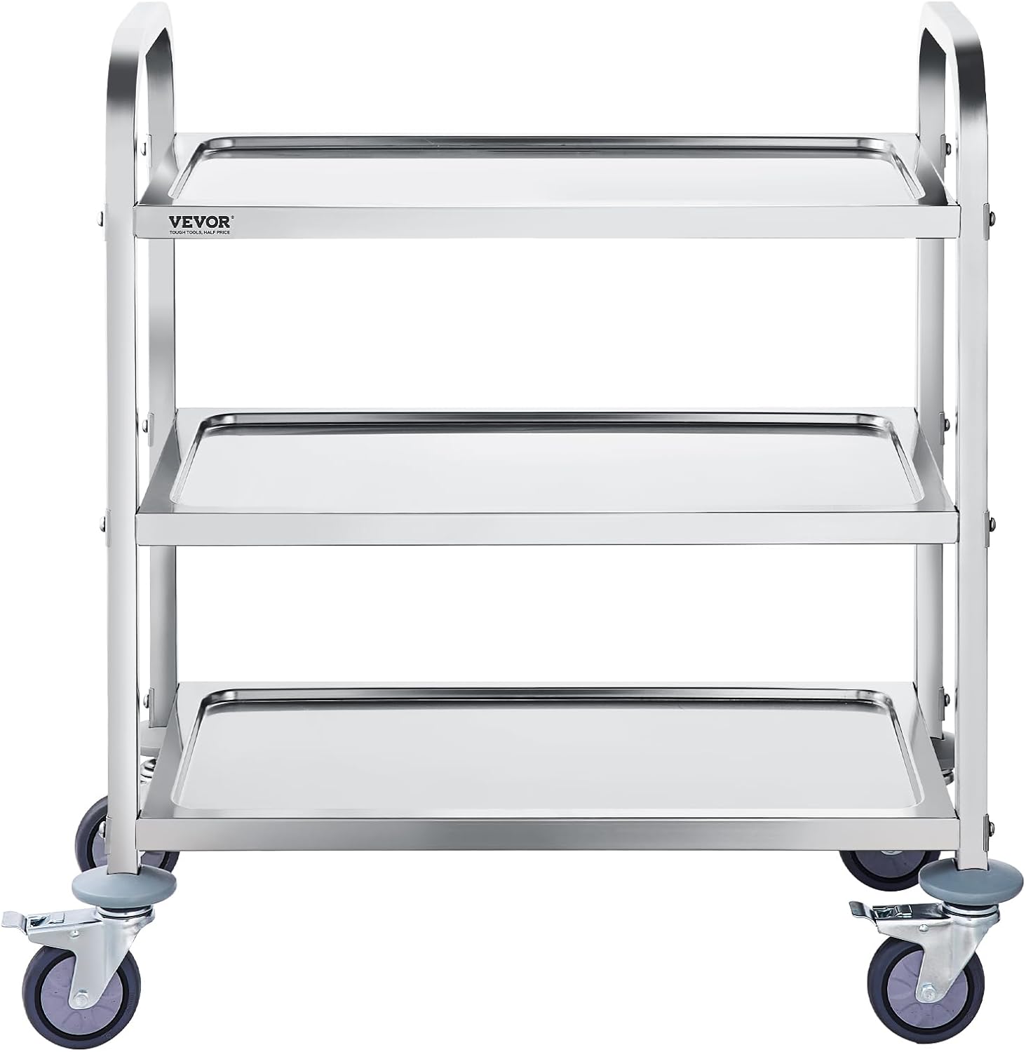 Lab Utility Cart, 220 lbs Capacity, 3 Shelves, Stainless Steel Frame D217890
