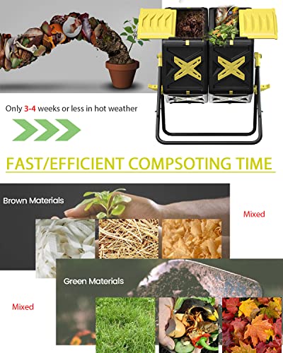 Tumbling Compost Bin, BPA Free, Outdoor Rotating Composter D773135