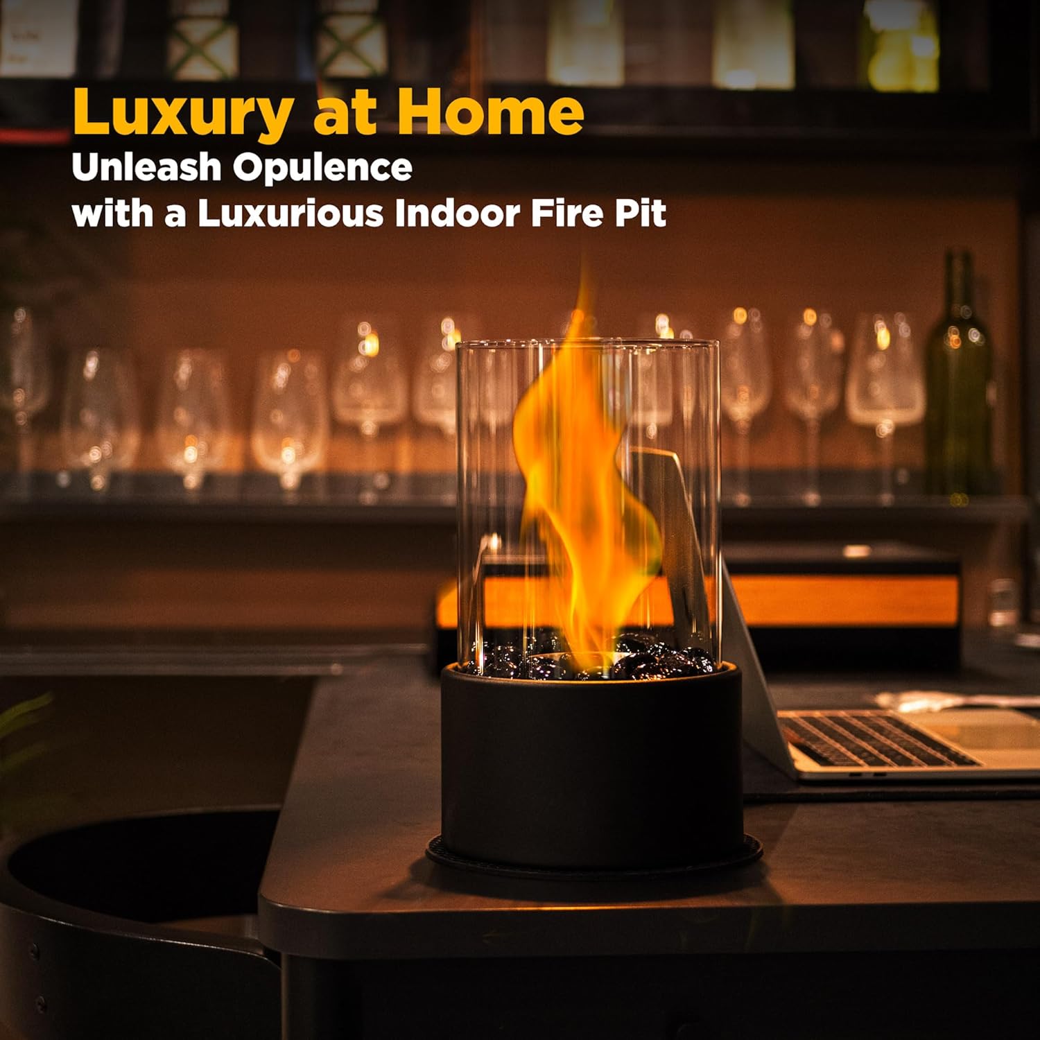 Tabletop Fire Pit for Indoor and Outdoor Use, Portable Stone Design M284