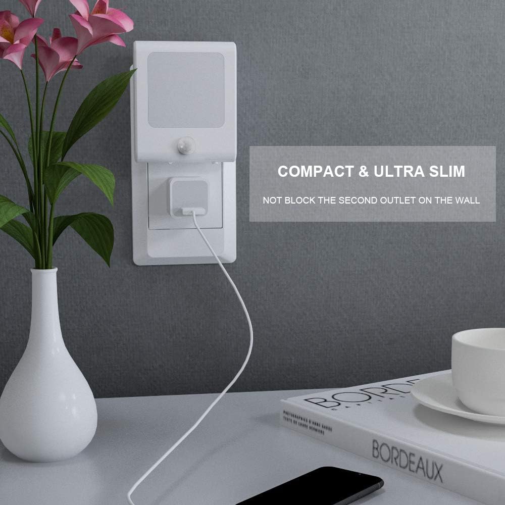 Motion Sensor LED Night Light with Adjustable Brightness, Warm White, 2 Pack P27406