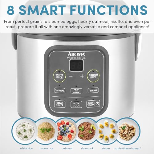 Digital Rice Cooker, 4-Cup Uncooked, Steamer, Multicooker, 2 Qt, Stainless Steel R872251