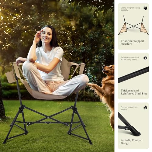 Folding Camping Hammock Chair with Adjustable Back and Cup Holder K815207